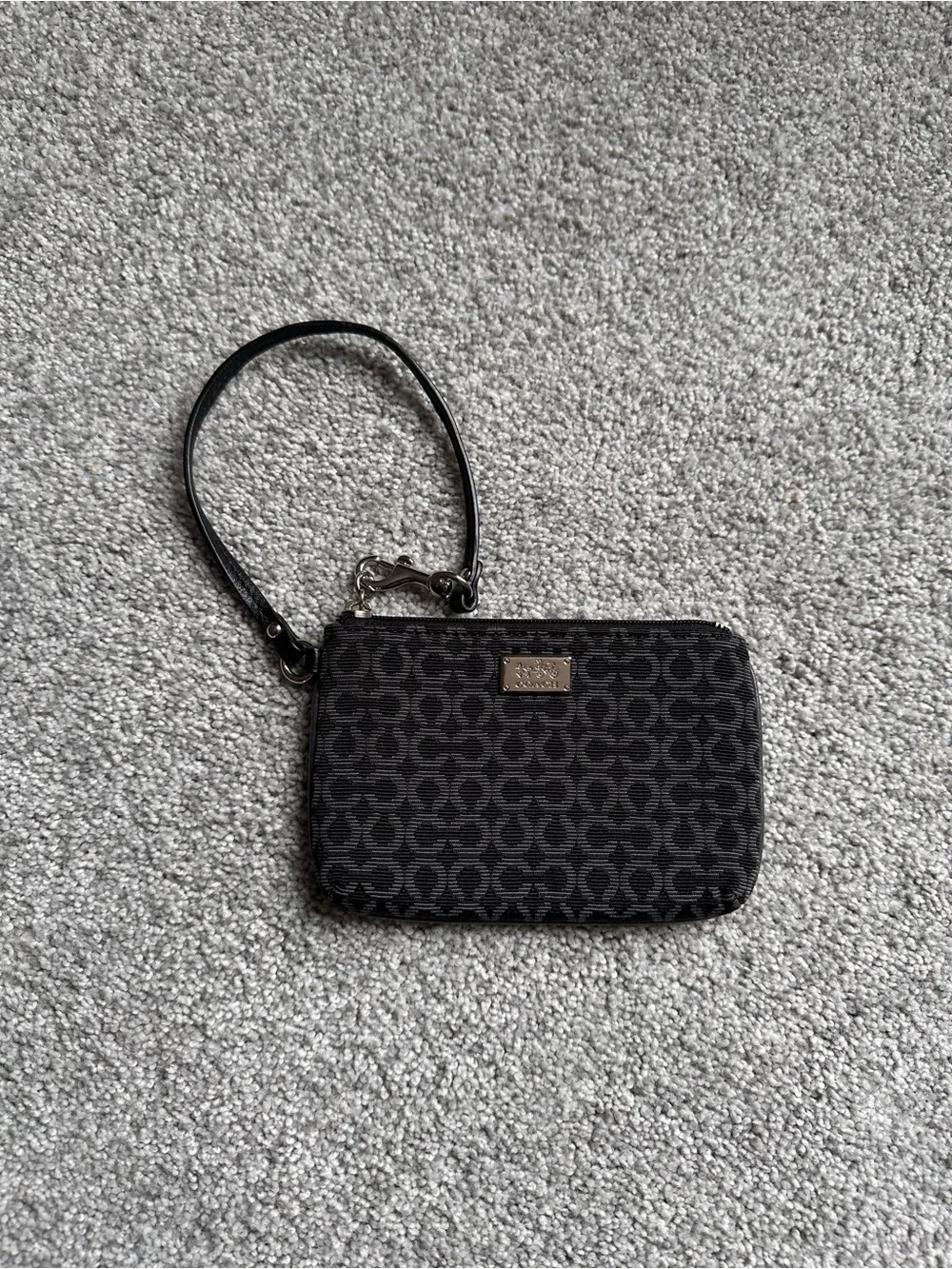 Coach Black Signature Wristlet with Detachable Strap